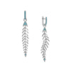 Rhodium Plated Synthetic Turquoise Fishbone Hoop Earrings