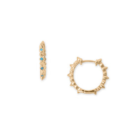 Spike Hoop with Removeable Chain Drop Earrings Synthetic Turquoise and Cubic Zirconia 14k Gold-plated Silver Spike Hoop with Removeable Chain Drop Earrings Synthetic Turquoise and Cubic Zirconia 14k Gold-plated Silver