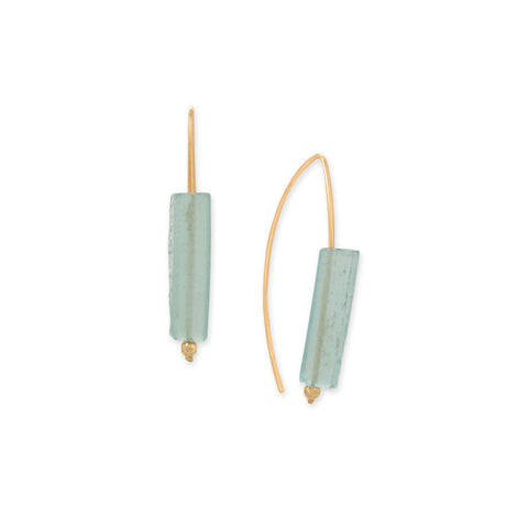 Gold Filled Ancient Roman Glass Bar Wire Earrings