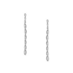 Rhodium Plated Pave CZ Spiral Drop Earrings