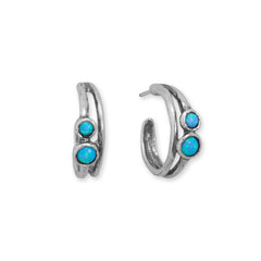 Oxidized Synthetic Opal 3/4 Hoop Earrings