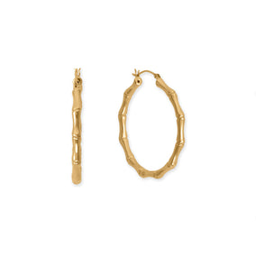 14 Karat Gold Plated 44mm Bamboo Hoop Earrings
