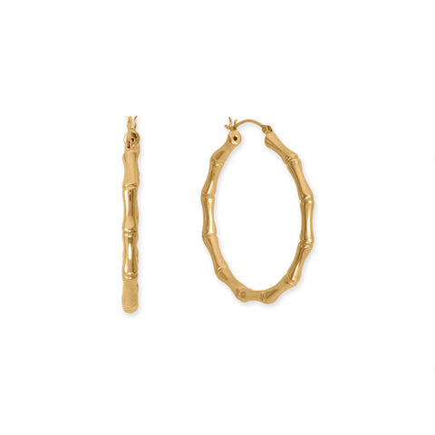 14 Karat Gold Plated 44mm Bamboo Hoop Earrings