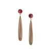 14 Karat Gold Plated Red Corundum and Smoky Quartz Earrings