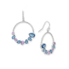 Rhodium Plated Circle Blue Glass and Amethyst Earrings