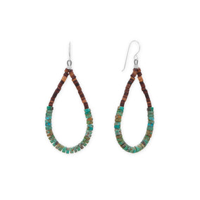 Turquoise and Pen Shell Heishi Bead Earrings
