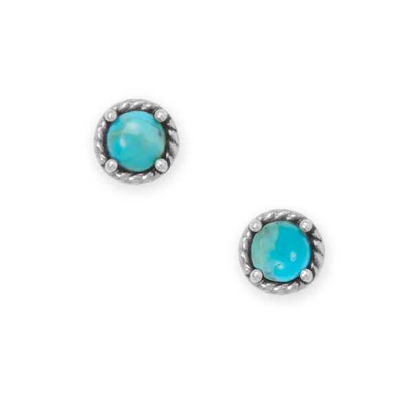 Masilver Oxidized Rope Edge Turquoise Stud Earrings - Wholesale Silver Jewelry ...