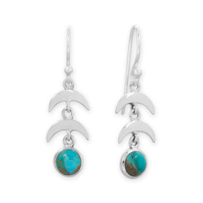 Turquoise Crescent Drop Earrings