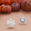 Oxidized Spider and Web Stud Earrings