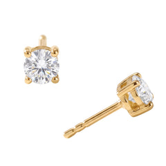 14 Karat Gold Plated Solitaire Lab Grown Diamond Stud Earrings