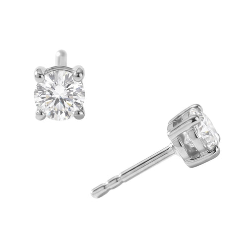 Rhodium Plated Solitaire Lab Grown Diamond Stud Earrings
