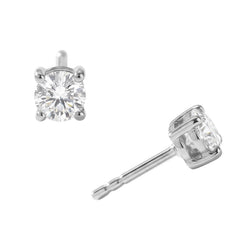 Rhodium Plated Solitaire Lab Grown Diamond Stud Earrings