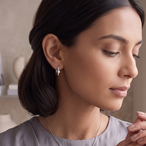 Rhodium Plated Solitaire Lab Grown Diamond Hoop Earrings