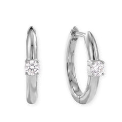 Rhodium Plated Solitaire Lab Grown Diamond Hoop Earrings