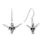 Oxidized Western Steer Charm Drop Earrings