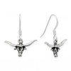 Oxidized Western Steer Charm Drop Earrings