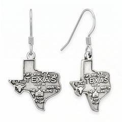 Oxidized Texas State Charm Drop Earrings