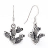 Oxidized Prickly Pear Cactus Charm Drop Earrings