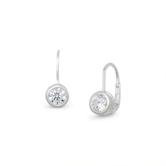 Bezel Set CZ Lever Earrings