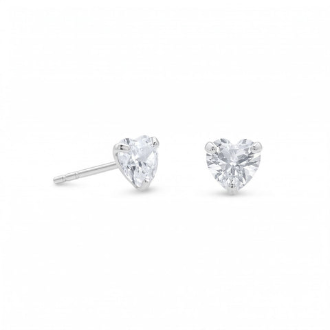 Heart CZ Stud Earrings