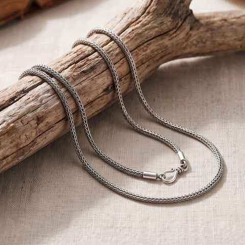 18" Oxidized Handmade Bali Wheat Chain