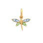 Silver or Gold Epoxy Dragonfly Charm with Crystals