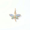 Silver or Gold Epoxy Dragonfly Charm with Crystals