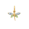 Silver or Gold Epoxy Dragonfly Charm with Crystals