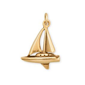 Silver or Gold 3D Sail Boat Charm