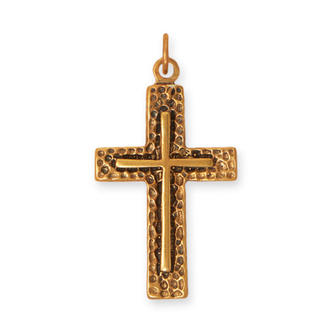 Silver or Gold Textured Cross Pendant