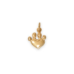 Silver or Gold Heart Paw Print Charm