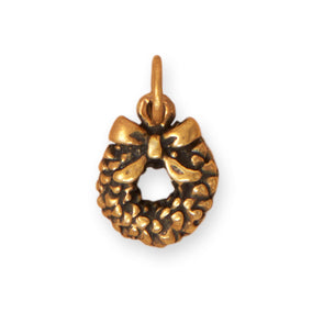 Silver or Gold Wreath Charm