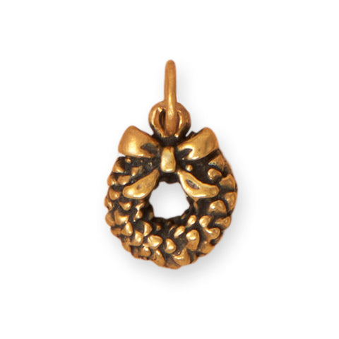Silver or Gold Wreath Charm