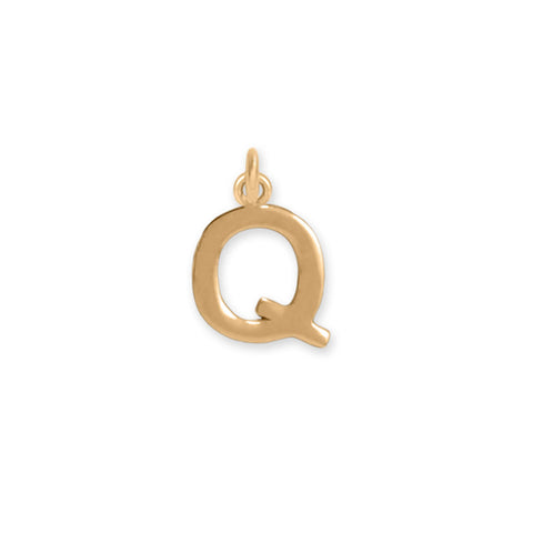 14 Karat Gold Plated Polished "Q" Charm