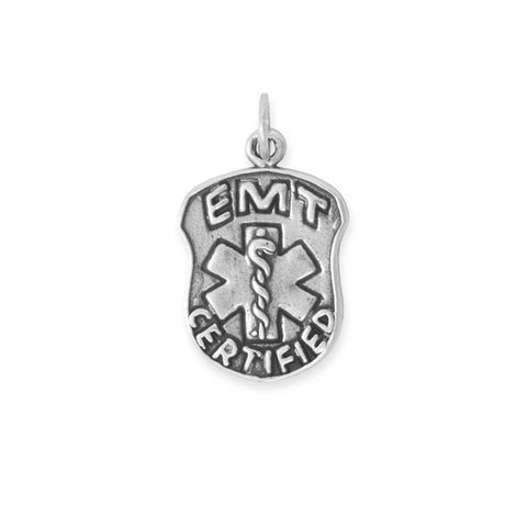 Oxidized EMT Certified Badge Charm