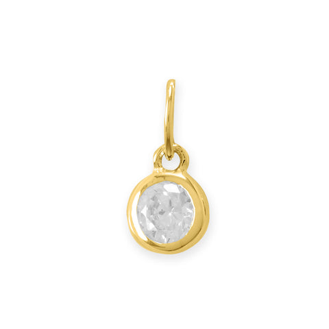 14 Karat Gold Plated Round CZ Birthstone Charms (January-December)