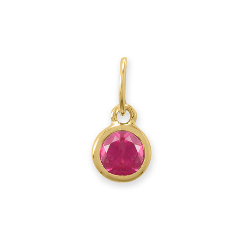 14 Karat Gold Plated Round CZ Birthstone Charms (January-December)