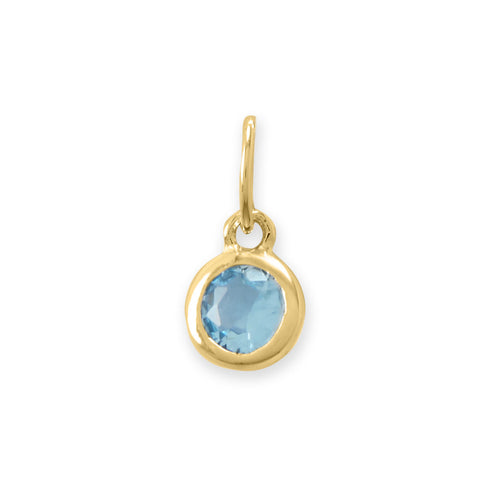 14 Karat Gold Plated Round CZ Birthstone Charms (January-December)