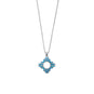 Rhodium Plated Synthetic Blue Opal Zia Symbol Pendant