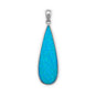 Rhodium Plated Synthetic Blue Opal Elongated Pear Pendant