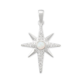 Polished Synthetic Opal and CZ Northern Star Pendant