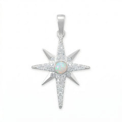 Polished Synthetic Opal and CZ Northern Star Pendant