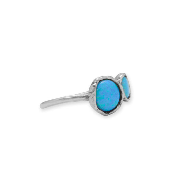 Oxidized Double Synthetic Opal Ring - Wholesale Silver Jewelry - Silver ...