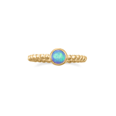 14 Karat Gold Plated Synthetic Blue Opal Ring