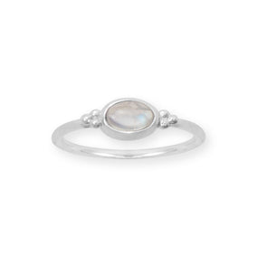 Dainty Oval Rainbow Moonstone Ring