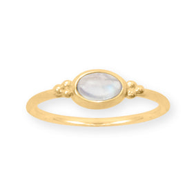 14 Karat Gold Plated Dainty Rainbow Moonstone Ring