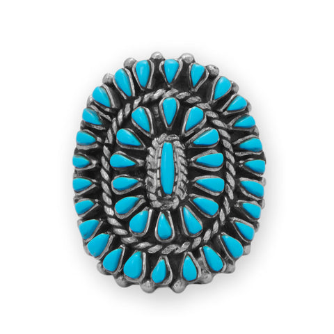 Handmade Oxidized Sunburst Turquoise Ring