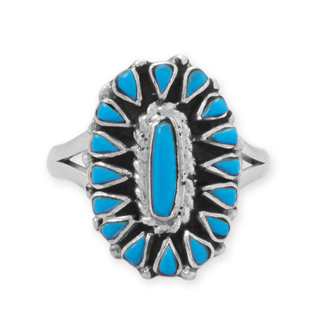 Oxidized Blossoming Turquoise Ring