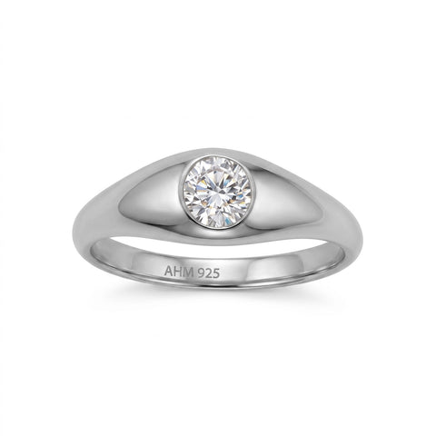 Rhodium Plated Solitaire Lab Grown Diamond Ring