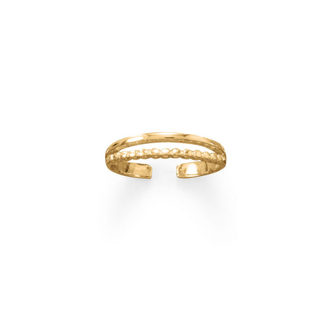 14 Karat Gold Plated Two Row Toe Ring